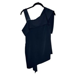 Anna Cate Nicole Black Asymmetric Draped One-Shoulder Top Size Small